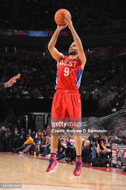 Tony Parker of the Western Conference All-Stars attempts a shot during the 2013 NBA All-Star Game on February 17, 2013 at Toyota Center in Houston,...