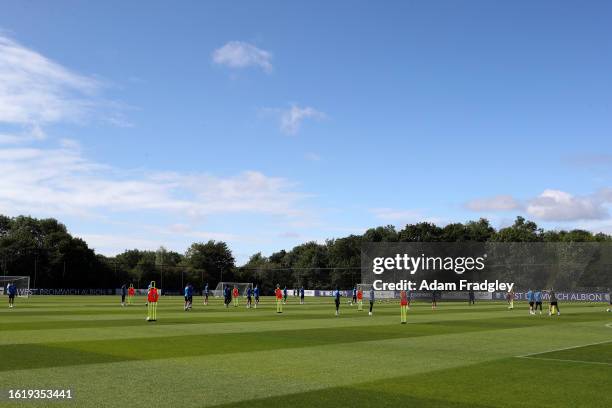 General view during a training session at West Bromwich Albion Training Ground on August 23, 2023 in Walsall, England.