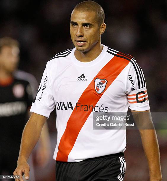 David Trezeguet of River Plate during the match between River Plate and Estudiantes of Torneo Final 2013 on February 17, 2013 in Buenos Aires,...