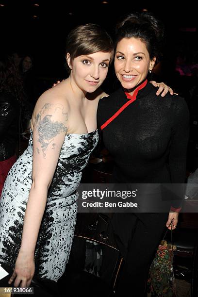 Lena Dunham and Gina Gershon attend 65th Annual Writers Guild East Coast Awards After Party at B.B. King Blues Club & Grill on February 17, 2013 in...