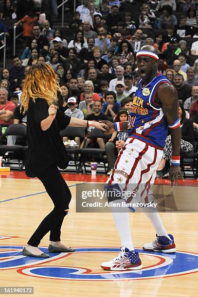 Actress Rumer Willis attends the Harlem Globetrotters "You Write The Rules" 2013 tour game at Staples Center on February 17, 2013 in Los Angeles,...