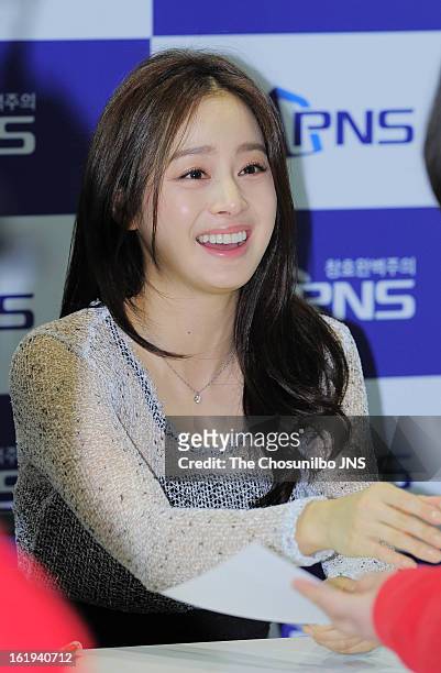 Kim Tae-Hee attends the autograph session for PNS at Coex on February 15, 2013 in Seoul, South Korea.