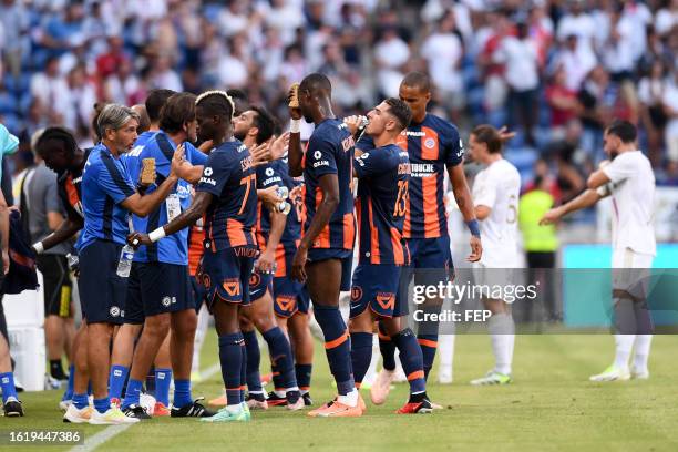 Falaye SACKO - 04 Boubakar KOUYATE - 13 Joris CHOTARD during the Ligue 1 Uber Eats match between Olympique Lyonnais and Montpellier Herault Sport...