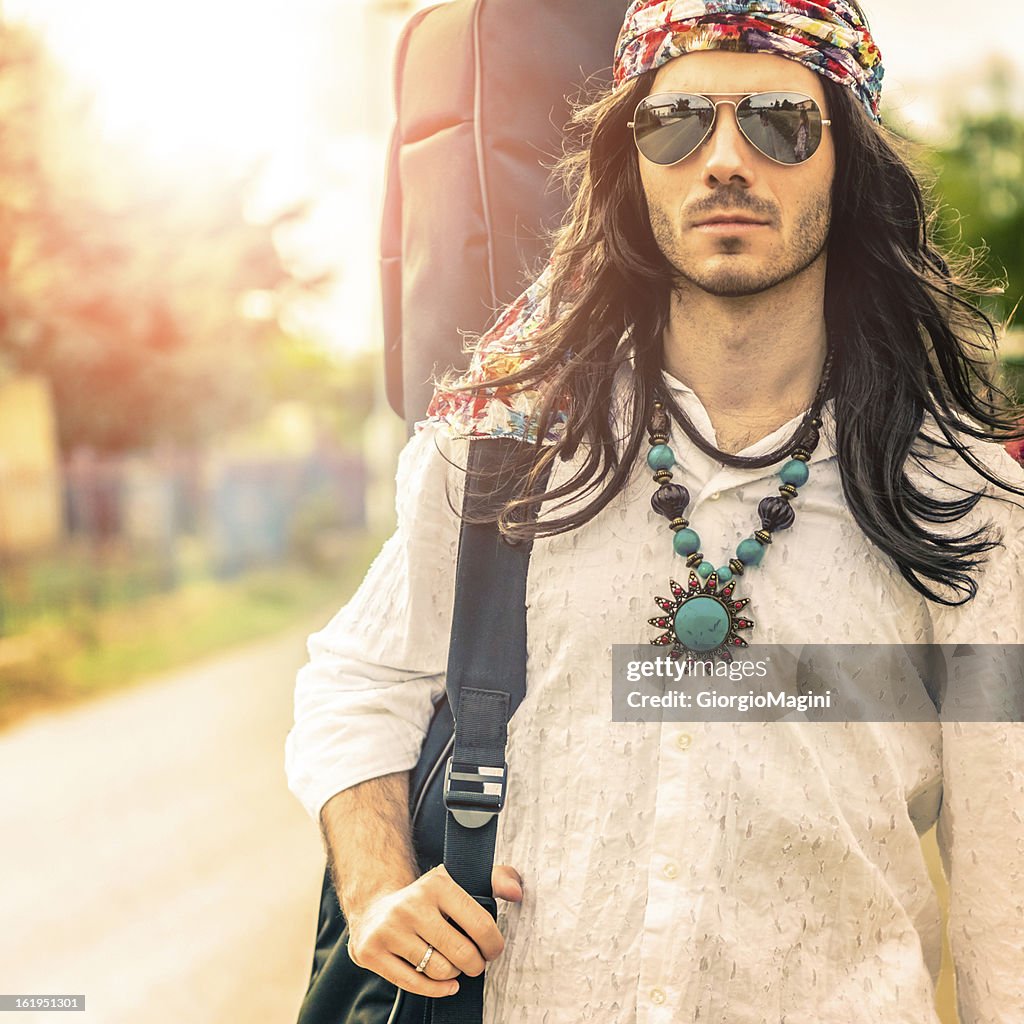 Hippie Free Men On The Road High-Res Stock Photo - Getty Images