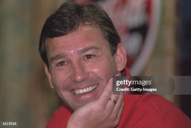Portrait of Bryan Robson, the Middlesbrough manager looking relaxed as his team prepare for the Coca Cola Cup Final against Leicester City. \...