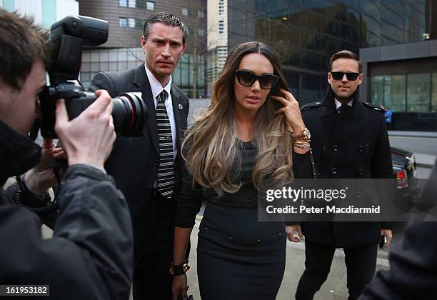 Tamara Ecclestone arrives at Southwark Crown Court on February 18, 2013 in London, England. Derek Rose and Jakir Uddin are accused blackmailing...