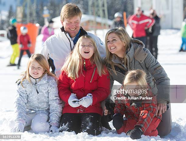 Crown Prince Willem Alexander, and Crown Princess Maxima of Holland, with their children, Princess Catharina Amalia, Princess Alexia, and Princess...