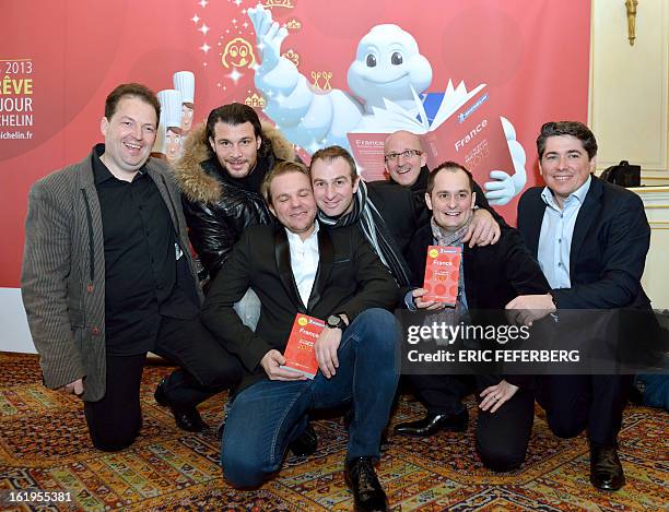 French chefs , Sylvain Guillemot , Glenn Viel and Nicolas Sale , Yoann Conte , Jean-Alain Baccon , Alexandre Couillon and William Frachot pose for a...