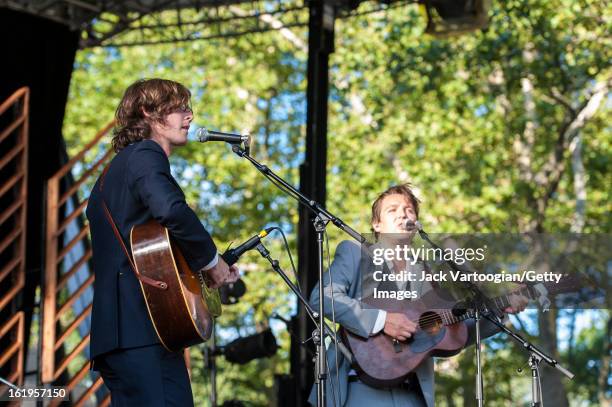 Folk duo The Milk Carton Kids with Joey Ryan and Kenneth Pattengale perform at a Benefit for and at Central Park SummerStage, New York, New York,...