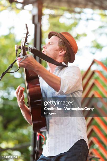 Wesley Schutlz on guitar and vocals leads the Folk Rock band The Lumineers from Denver, Colorado at a Benefit for and at Central Park SummerStage,...