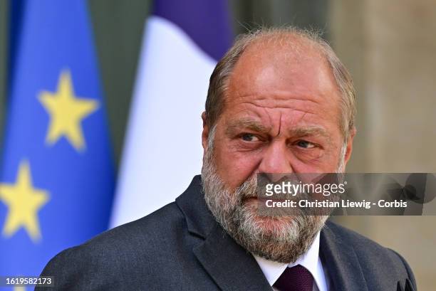 French Justice Minister Eric Dupond-Morretti during the weekly cabinet meeting at the presidential Elysee Palace on August 23, 2023 in Paris, France.