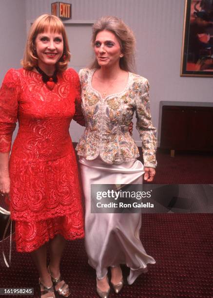 Reporter Pia Lindstrom and singer Judy Collins attend the Screening of the Showtime Original Movie "Chantilly Lace" on June 15, 1993 at the Walter...