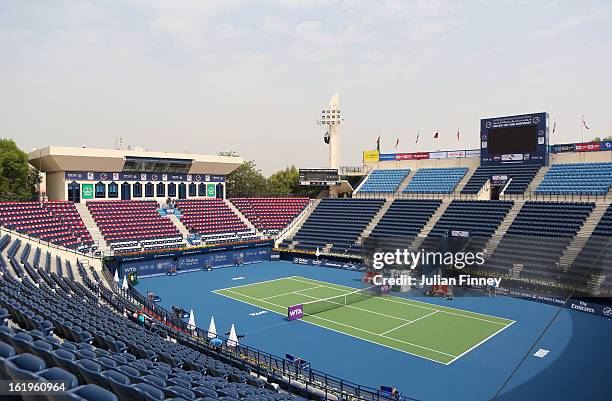 General view of centre court during day one of the WTA Dubai Duty Free Tennis Championship on February 18, 2013 in Dubai, United Arab Emirates.