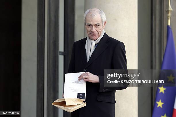 Controller general of Places of Deprivation of Liberty Jean-Marie Delarue arrives to hand over to French president his 2012 activities report on...