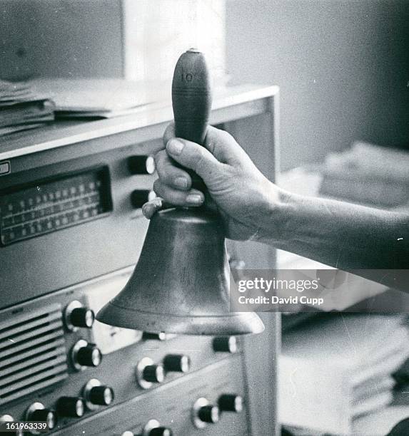 Bell that once called students of late Mrs. Gertrude Bell to class now announces beginning, end reading period.;