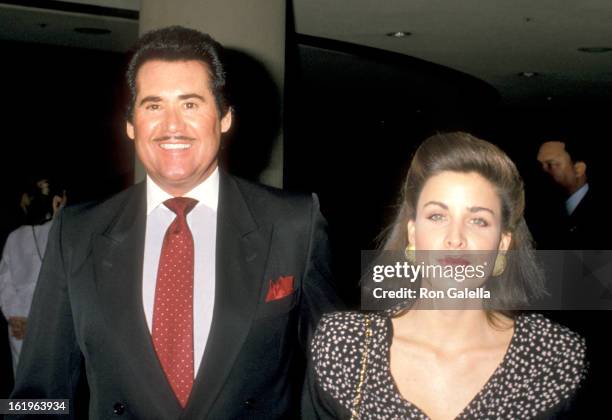 Entertainer Wayne Newton and Actress Marla Heasley attend the West Coast Father's Day Council's Fathers of the Year Awards Luncheon on June 6, 1989...