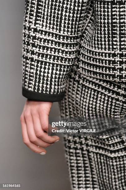 Model walks the runway during the Zoe Jordan Ready to Wear Fall/Winter 2013-2014 show as part of the London Fashion Week Fall/Winter 2013/14 at...