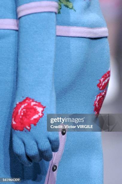 Model walks the runway during the Sister By Sibling Ready to Wear Fall/Winter 2013-2014 show as part of the London Fashion Week on February 16, 2013...