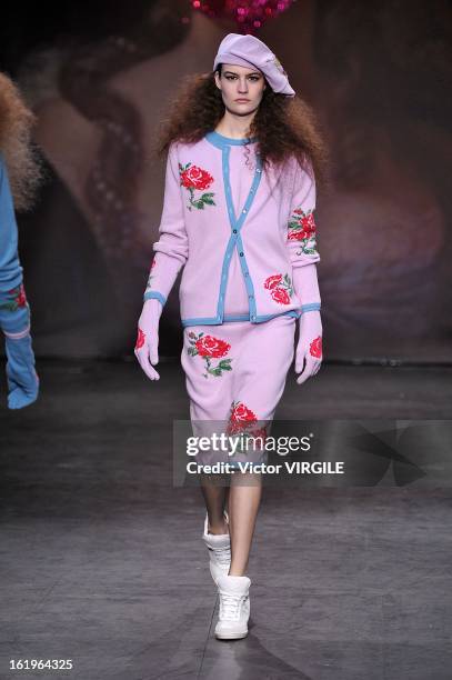 Model walks the runway during the Sister By Sibling Ready to Wear Fall/Winter 2013-2014 show as part of the London Fashion Week on February 16, 2013...