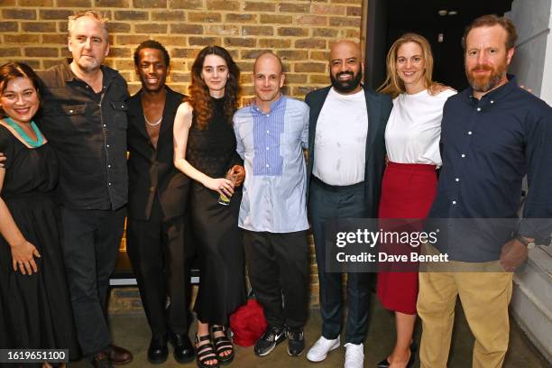 Sara Houghton, Jeremy Herrin, Micheal Ward, Tanya Reynolds, Jonny Lee Miller, Aaron Neil, Sam Holcroft and Geoffrey Streatfeild attend the press...