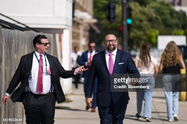 Jason Miller, senior advisor to the 2024 Trump campaign, right, and Danny Tiso, press lead for the 2024 Donald Trump campaign, arrive ahead of the...