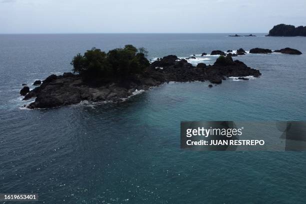 Aerial view showing beaches of Nuqui municipality, Choco Department, Colombia on August 5, 2023. Last June, UNESCO declared the Colombian Pacific...