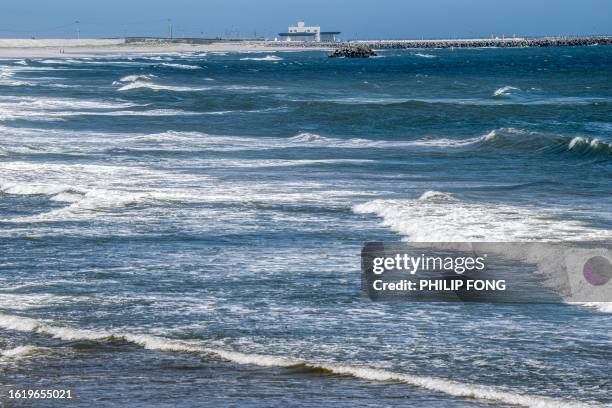 Shoreline is pictured from Futaba-machi, Fukushima Prefecture, around 5 km away from the crippled Fukushima-Daiichi nuclear plant on August 24 the...