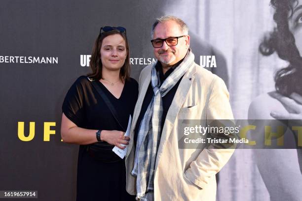 Michael Trischan and guest during the UFA-Filmnaechte pre-reception at Bertelsmann capital representative office on August 23, 2023 in Berlin,...