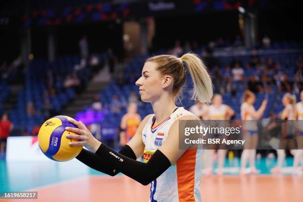 Britt Bongaerts of the Netherlands during the CEV EuroVolley 2023 match between Netherlands and Finland at the Unibet Arena on August 23, 2023 in...