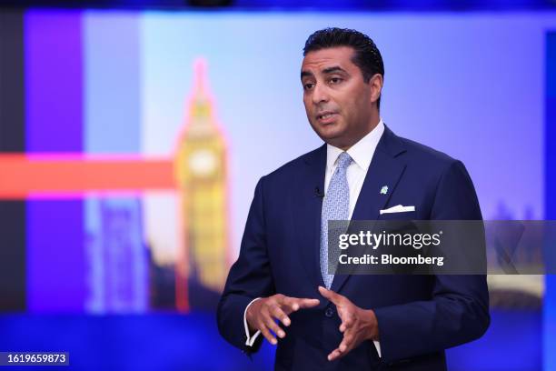 Saif Malik, UK chief executive officer of Standard Chartered Plc, during a Bloomberg Television interview in London, UK, on Thursday, Aug. 24, 2023....