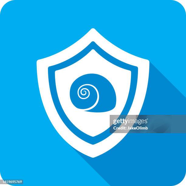 shield spiral seashell icon silhouette - water pool stock illustrations
