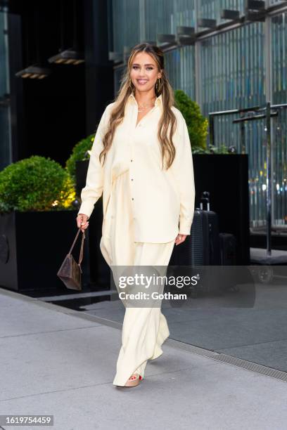 Jessica Alba is seen in Midtown on August 16, 2023 in New York City.