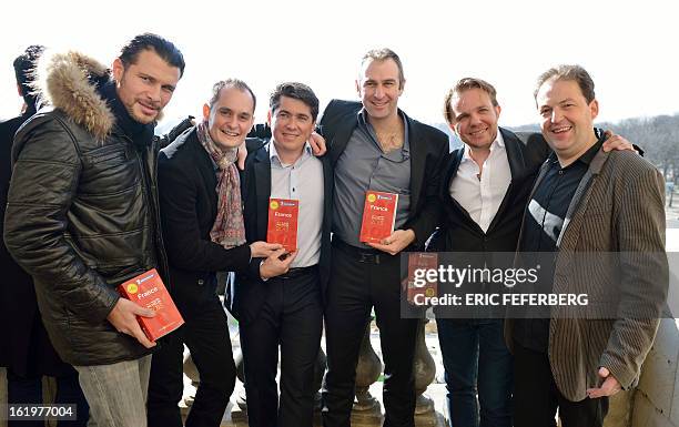 French chiefs Glenn Viel , Alexandre Couillon , William Frachot , Yoann Conte , Nicolas Sale and Sylvain Guillemot , pose for a picture after being...