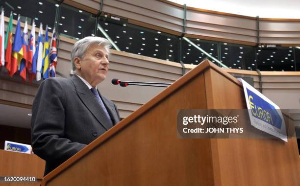 European Central Bank ECB, French chief Jean-Claude Trichet speaks during the 2007 EUROFI meeting about " Achieving the Integration of European...