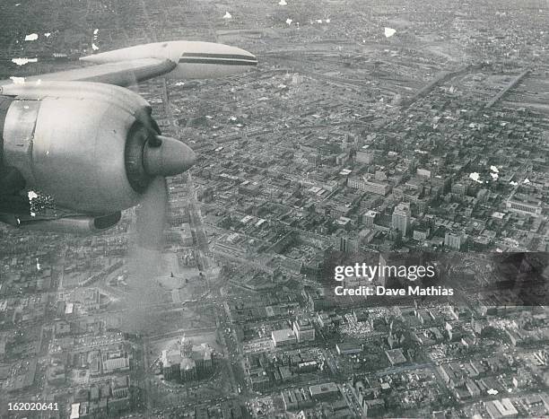 This is one of the views of Denver seen by more than 200 of the city's leaders who took "introductory flights" on a Trans World Airlines Super G...