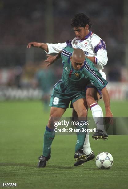 Ronaldo of Barcelona in action during the European Cup Winners Cup Semi-Final second leg against Fiorentina at the Stadio Comunale in Florence,...