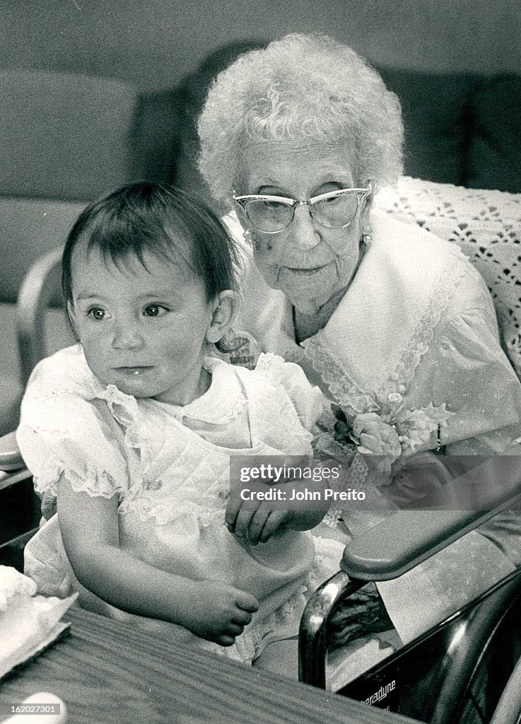 9/20/1987, SEP 21 1987; Bear Creek Nursing Home; Ethel Lang, 107 years old celebrating her birthday 