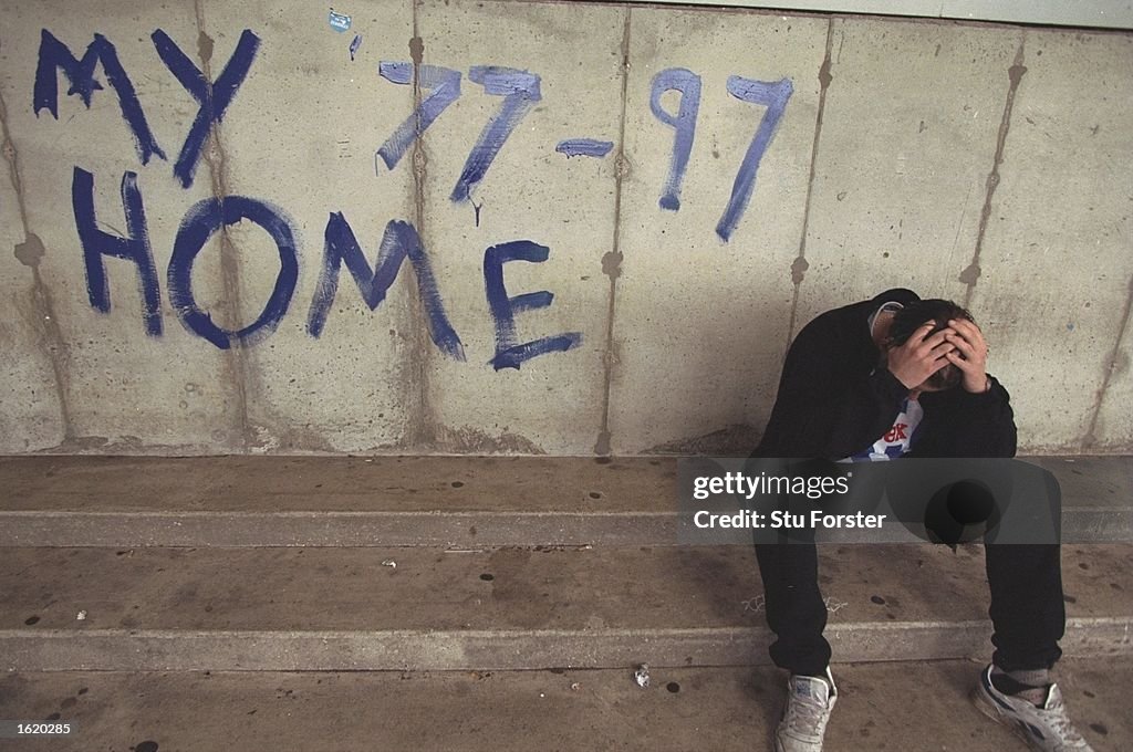 Brighton & Hove Albion Fan reacts after Final Game at Goldstone Ground 1997