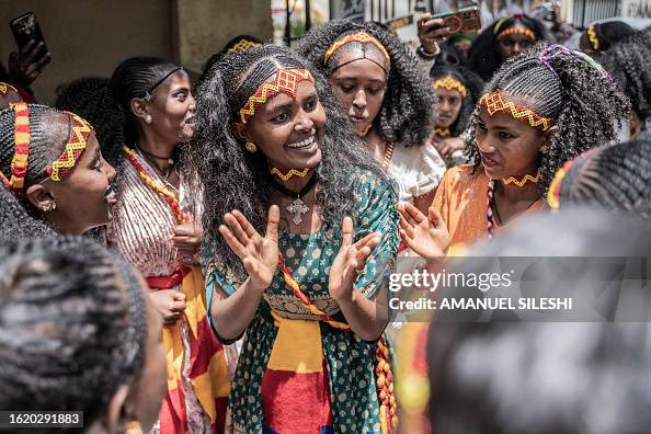 Asheda Women sing during Ashenda festival in Addis Ababa, Ethiopia, on... News ...