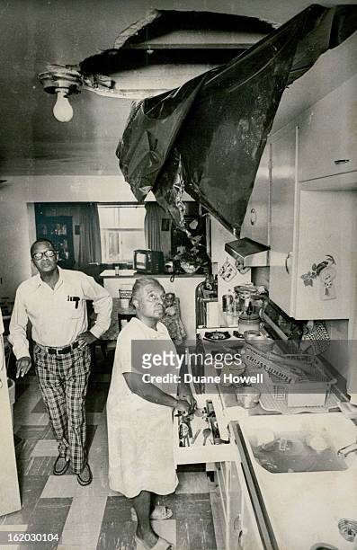 The Sky is Falling In -- A 60-pound chunk of ice crashed through the roof and landed in the kitchen in the Denver home of Mr. And Mrs. James McBride....