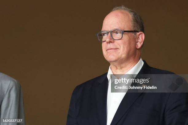 During the Ligue 1 Uber Eats match between Monaco and Strasbourg at Stade Louis II on August 20, 2023 in Monaco, Monaco.