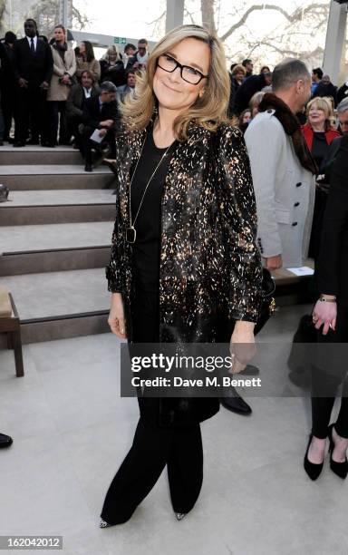 Burberry CEO Angela Ahrendts attends the Burberry Prorsum Autumn Winter 2013 Womenswear Show at Kensington Gardens on February 18, 2013 in London,...