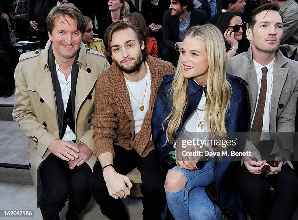 Tom Hooper, Douglas Booth, Gabriella Wilde and Dan Gillespie Sells sit in the front row for the Burberry Prorsum Autumn Winter 2013 Womenswear Show...