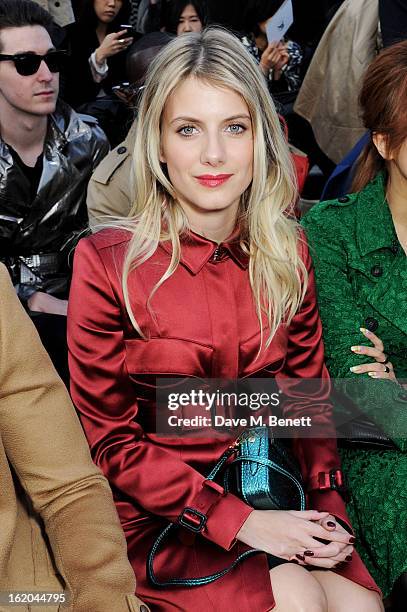 Melanie Laurent sits in the front row for the Burberry Prorsum Autumn Winter 2013 Womenswear Show at Kensington Gardens on February 18, 2013 in...
