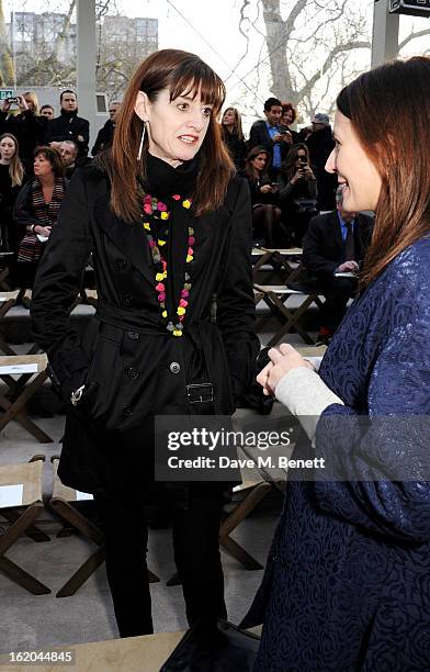 Amanda Berry and Caroline Rush attend the Burberry Prorsum Autumn Winter 2013 Womenswear Show at Kensington Gardens on February 18, 2013 in London,...