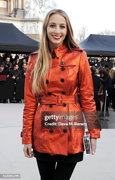 Harley Viera Newton arrives at the Burberry Prorsum 2013 Autumn Winter Womenswear Show at Kensington Gardens on February 18, 2013 in London, England.