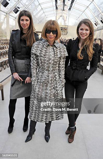 Anna Wintour and Ellie Wintour sit in the front row for the Burberry Prorsum Autumn Winter 2013 Womenswear Show at Kensington Gardens on February 18,...