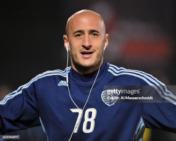 Defender Aurelien Collin of Sporting Kansas City warms up for play against the Tampa Bay Rowdies in the third round of the Disney Pro Soccer Classic...