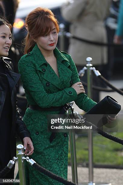 Kim Hee-Sun is pictured arriving at Burberry Prorsum during London Fashion Week on February 18, 2013 in London, England.