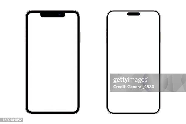 smartphone mockup blank screen isolated on white background. - mockup stock pictures, royalty-free photos & images